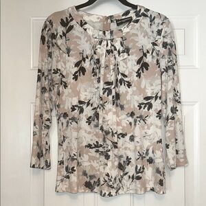 Karl Lagerfeld Paris Floral Women's M Top Tan Black Feminine Career